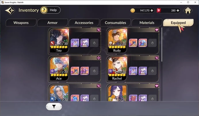 [Re:BIRTH] | Global |10 Legendary (TeoB6,RudyB6,AceB6,RachelB6,Yu ShinB6,LinaB6,DaisyB5) |Log Netmarble| Check SS (SKR835)