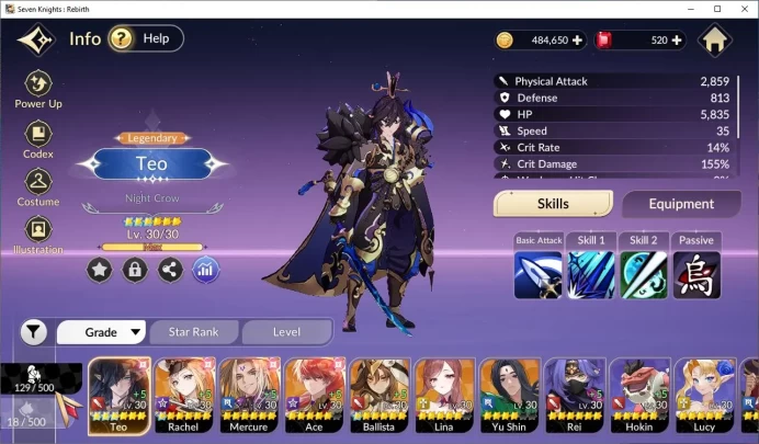 [Re:BIRTH] Global3000xxx |7 Legendary| (TeoTc3,RachelTc1,BallistaTc1,MercureB6,AceB5,LinaB5)|LogNetmarble| Check SS (SKR850)