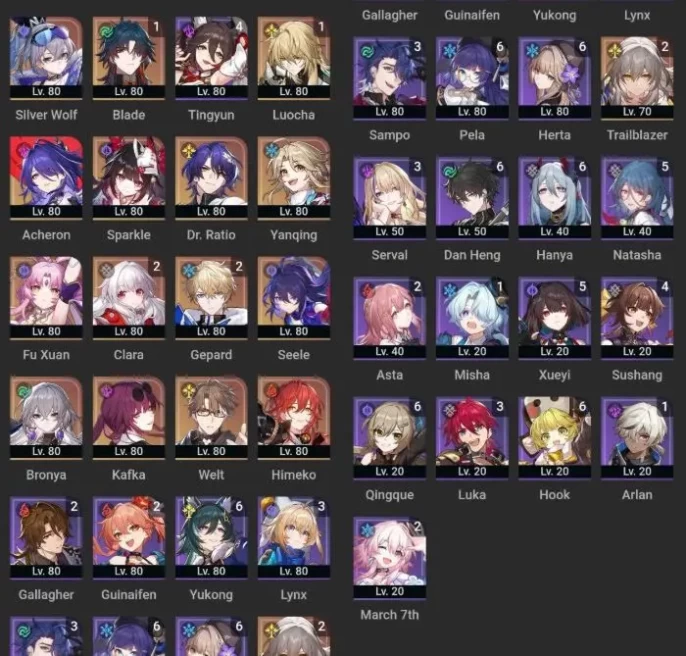 SUPER GOD Account - EU - TR 70 - +30 !! 5Stars (Characters &Light Cone's) - More Eidolons - Choosed WARP - More Peties+ - [ALL INFO in Descripti