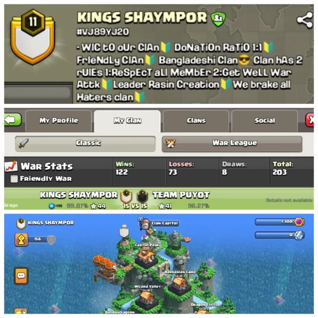 C4◆LVL 11◆ENGLISH NAME: KINGS SHAYMPOR◆CAPITAL HALL LVL 7◆WAR LOG POSITIVE: WIN 122/LOSS 73◆EXTRA ORDINARY STORE