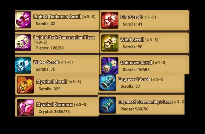 Global - 560 Scrolls + 28 Nat5 + 273M mana + Miles + Coco + Chow + Leo + Manon + Nora + Bael + Aaliyah +R