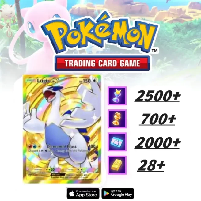 [Global/ENG] Lugia +Real Scene Card+28+Poke Gold+Pack Hourglass×2500+Wonder Hourglass×700+Shop Ticket×2000 ] Android/iOS interoperability