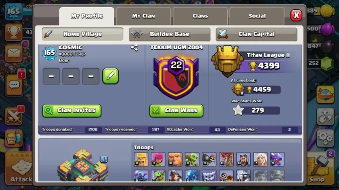 TH 14 - BH 9|LV 165|TROPHY 4399|HH 8|BK 72,AQ 71,GW 45,MP 48,RC 25|CN OFF|Protect Off |TAKE MAIL|CHECKSS(COC1340)