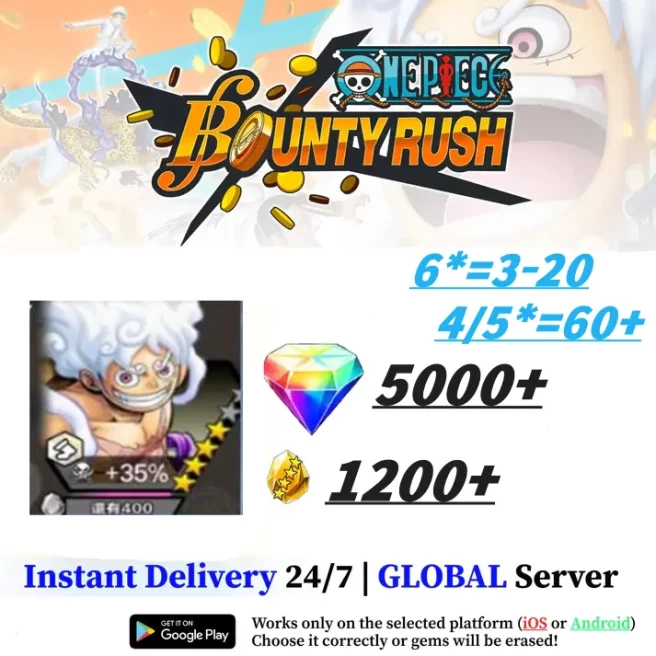 Global - Android | Badge Case Monkey D. Luffy + 5000-5500 Gems | 1200+ Shards | Fast Shipping