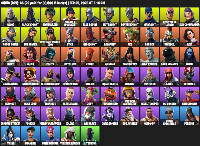 65 Skins | OG Renegade Raider + Black Knight | Sparkle Specialist | ready