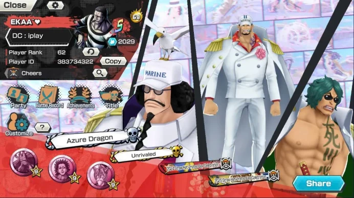BR600-Hyber 68+10 Ex Max(White Beard Skin+Lucci+Luffy+Kid Law+Akainu+Kaido+Yamato+Big Mom)+Vip Medal+Many Bounty Festival Max+Strong Account
