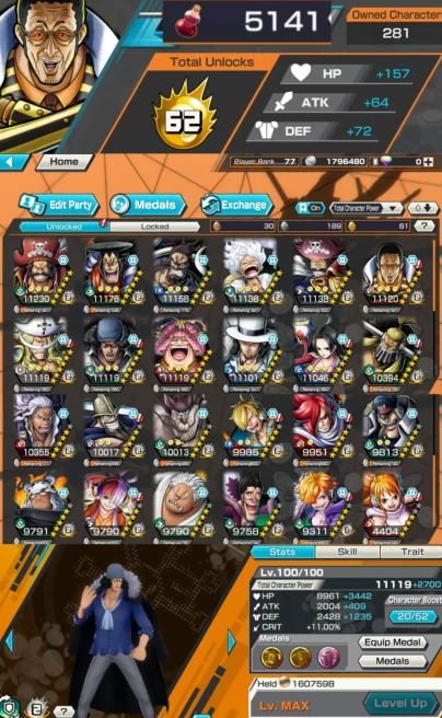 BR601-IOS+Android-Hyber 63+10 Ex Max(Kizaru+Gear 5+Kuzan+Lucci+Roger+Kaido+Roger v2+White Beard)+Vip Medal+Suport 166%+Many Bounty Festival Max