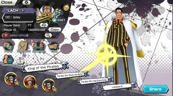 BR601-IOS+Android-Hyber 63+10 Ex Max(Kizaru+Gear 5+Kuzan+Lucci+Roger+Kaido+Roger v2+White Beard)+Vip Medal+Suport 166%+Many Bounty Festival Max