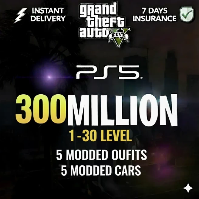 PS5 300 Million Cash + Cars | 5 Modded Cars & 5 Modded Outfits | Level 10 | Full Access | INSTANT DELIVERY | 24 x 7 SUPPORT