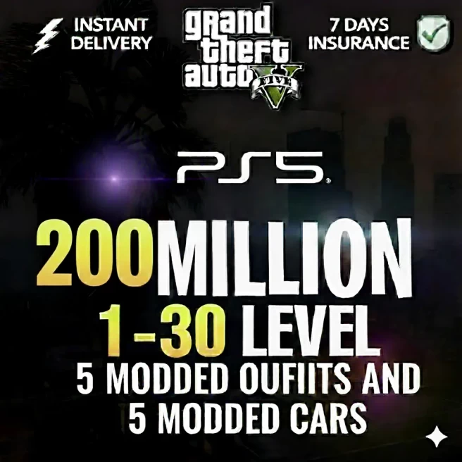 PS5 200 Million Cash + Cars | 5 Modded Cars & 5 Modded Outfits | Level 10 | Full Access | INSTANT DELIVERY | 24 x 7 SUPPORT