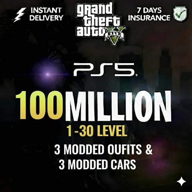 PS5 100 Million Cash + Cars | 3 Modded Cars & 3 Modded Outfits | Level 10 | Full Access | INSTANT DELIVERY | 24 x 7 SUPPORT