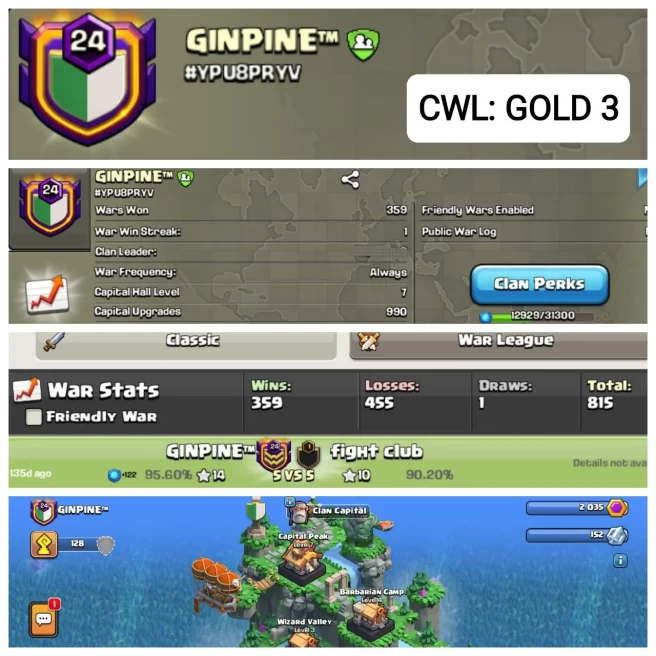 C40◆ENGLISH NAME: GINPINE◆LVL 24.5◆CP: 7◆TOTAL WAR: 815/WAR WIN: 359◆CWL RANK: GOLD 3◆EXTRA ORDINARY STORE