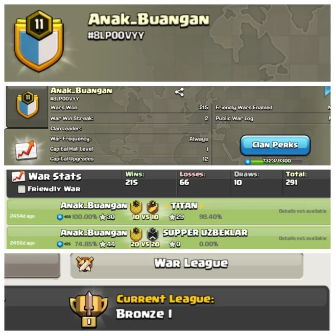 C47◆SUPER POSITIVE WAR LOG 3:1◆NAME: Anak_Buangan◆LVL 11.8◆READY FOR CWL◆EXTRA ORDINARY STORE