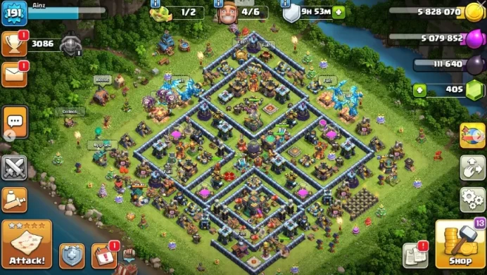 STRONG TH 14  191 LVL  3086 Trophy  411 Gems  63 BK  75 AQ  50 GW  25 RC  Full Access  IOS/ANDROID (Screenshots Inside)