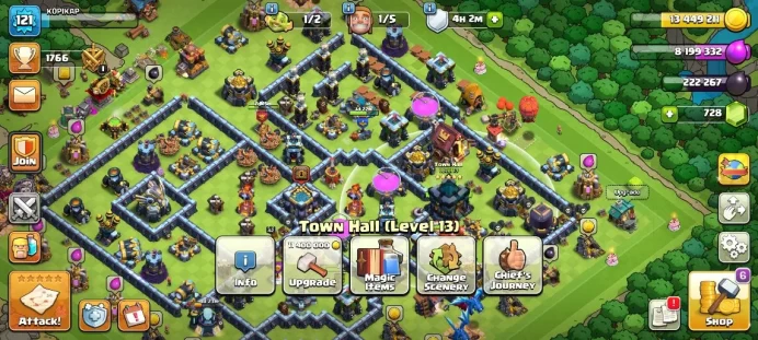 TH 13 - BH 7|LV 121|TROPHY 1766|HH 7|BK 44,AQ 55,GW 42,MP 35,RC 23|CN OFF|Protect OFF |TAKE MAIL|CHECKSS(COC1391)