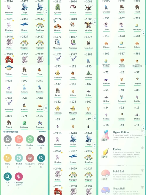 lvl23,have 18 Legendary,Mewtwo Dialga Kyogre Regigigas Palkia Groudon Giratina etc,many nice pokemons  N8978