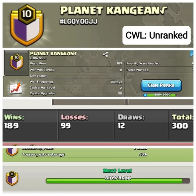 C15◆Name: PLANET KANGEAN√◆LEVEL 10.9◆TOTAL WAR: 300◆WAR WIN: 99◆LOSS; 12◆POSITIVE WAR LOG◆EXTRA ORDINARY STORE