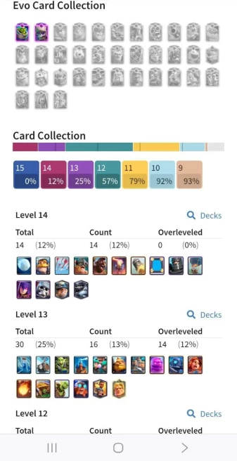 Clash royal (Android/iOS) KT 13 - lvl 46 - Cards112 /121 - Max Card 14 _lvl 13 card 16/Emote 31 / skin tower 4 /Fast delivery/Cheap sale