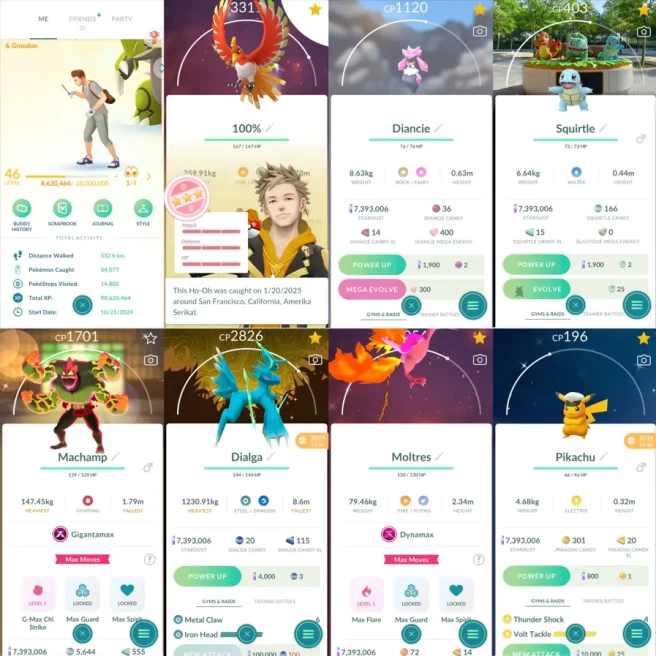 1781 LV46 Shiny Squirtle Osaka BG Shiny GMax Machamp Shiny Dialga Origin rare BG Shiny DMax Moltres  Spacial Rend Roar of Time