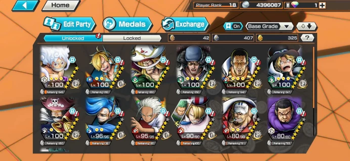 BR605-IOS+Android-6 Ex Meta(Gear 5 v2+Kizaru Max+Kuzan+Sabo+Roger v2+Akainu)+Good Medal+Support 142%+Sanji Max+White Beard Max+Kid Max+Rayleigh