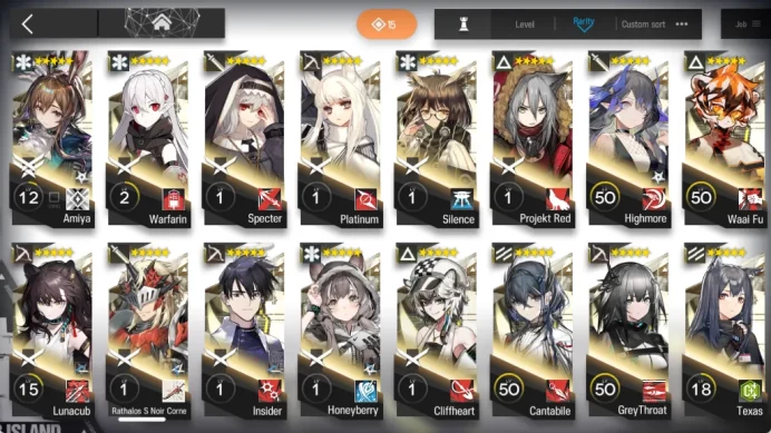 Lv72|222 OP|Act III 15-1|11k Orundum + 7 Limited [Wisadel Potential 5,Ling,Specter Alter,Kirin,Pepe,Chongyue]|Check SS(AK996)