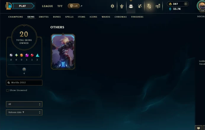 EUW EMAIL CHANGEABLE Black Alistar Victorious Jarvan IV Worlds 2012 Riven+Her 2012 icon 78 Champions 20 skins 92 Inventory skins LAST PLAY 2020