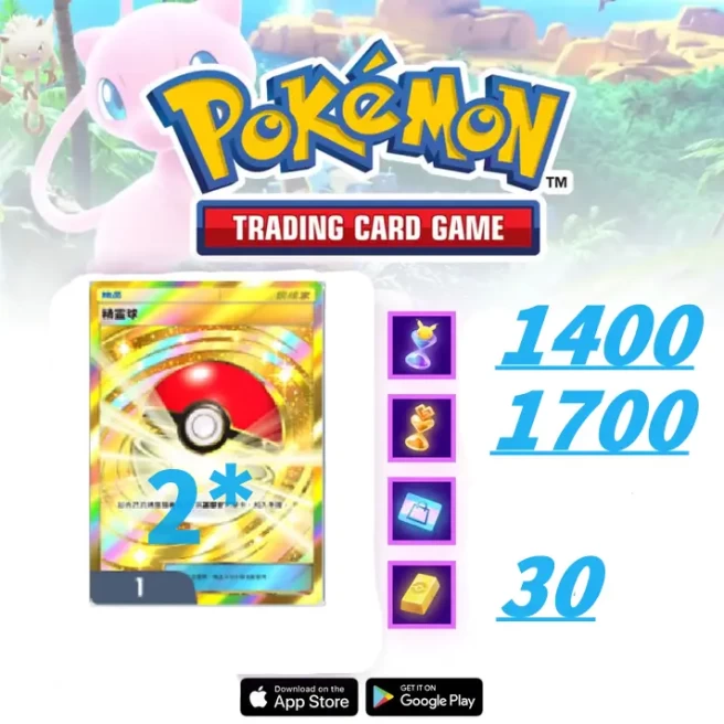 [Global/ENG] Pokeballs*2 + Real Scene Cards + Crown Cards+30 + Pokemon Gold + Hourglass Bag×1400 + Miracle Hourglass×1700] Android/iOS 