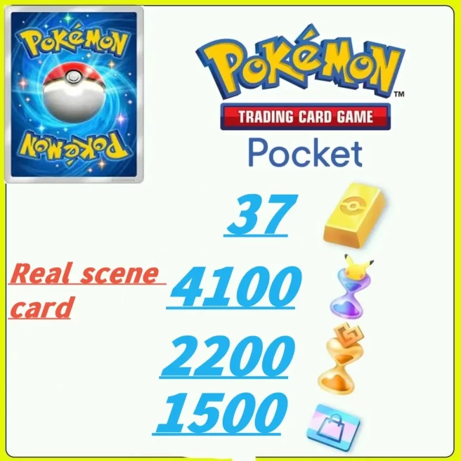  /1915draws - Pokémon Gold Bricks*37 - Pack Opening Hourglass*4100- Challenge Hourglass*2200- Store coupon*1500-+Real Scene Card/Android/iOS 
