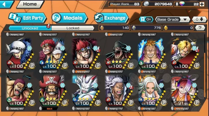 BR609-IOS+Android-Hyber 93+Roger v1 Skin Full Boost+7 Ex Max(Gear 5 +Kuzan+Snake+Kid Law+Yamato)+Vip Medal+Support 169%+Many Bounty Festival Max