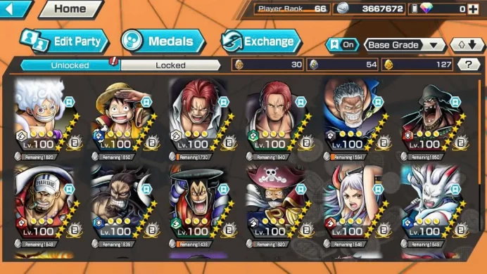 BR610-IOS+Android-Hyber 50+15 Ex(Gear 5 v2+Kizaru+Garp+Roger v2+Kaido+Akainu+Shank v4+Shank v3)+Vip Medal+Support 161%+Many Bounty Festival Max