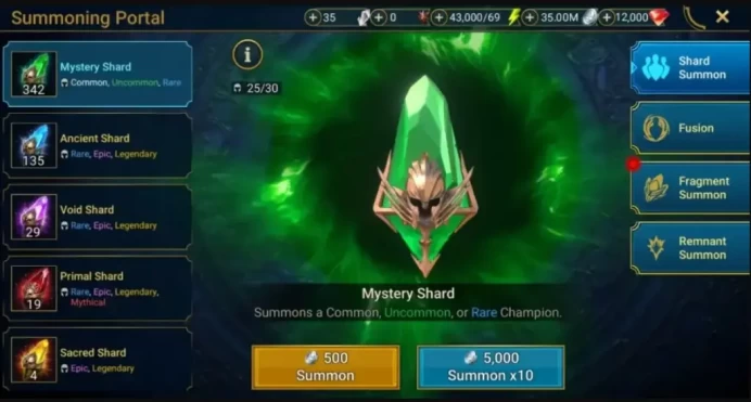 20 Primal Shards+3 Sacred+4 Void+125+ Ancient+35000+ Energy+30 Million Silver+9500+ Gems+2 lvl (IOS/Android - Plarium Acc)