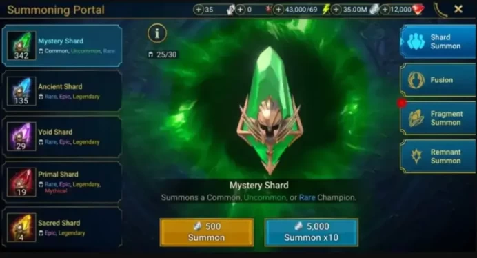 20 Primal Shards+3 Sacred+4 Void+125+ Ancient+35000+ Energy+30 Million Silver+9500+ Gems+2 lvl (IOS/Android - Plarium Acc)