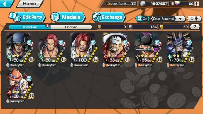 Global|7 META EX[Zoro,Sakazuki,Kuzan,Shanks,Shanks FR,Kaido,ACE&Yamato,Etc]Rank 17|Log Bandai|Check SS(OPBR942) 