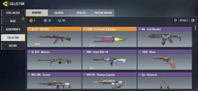 115 Level+2 Legend Gun: J358 | AK-47 | 36 Epic Gun | Lots Of Skin |CA49