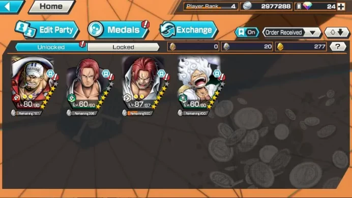 Global|4 META EX[Luffy Gear5,Sakazuki,Shanks FR,Shanks,Etc]Rank 4|Log Bandai|Check SS(OPBR948)