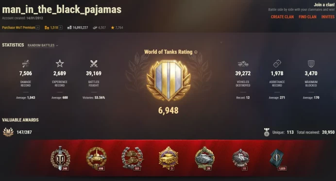 [NA/US] 23 TIER X | 79 PREMIUM TANK | FV215b | FV215b 183 | CHANGEABLE PASSWORD | 39 296 (54%) WINS | 16 893 227 SILVER