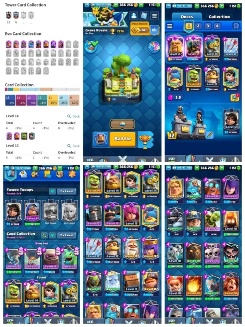R84【KT 12_LVL 34】8 EVO CARD▰4 CARD LVL 14(MAX)▰17 EMOTE▰7.5K TROPHY▰366K GOLD▰INSTANT DELIVERY