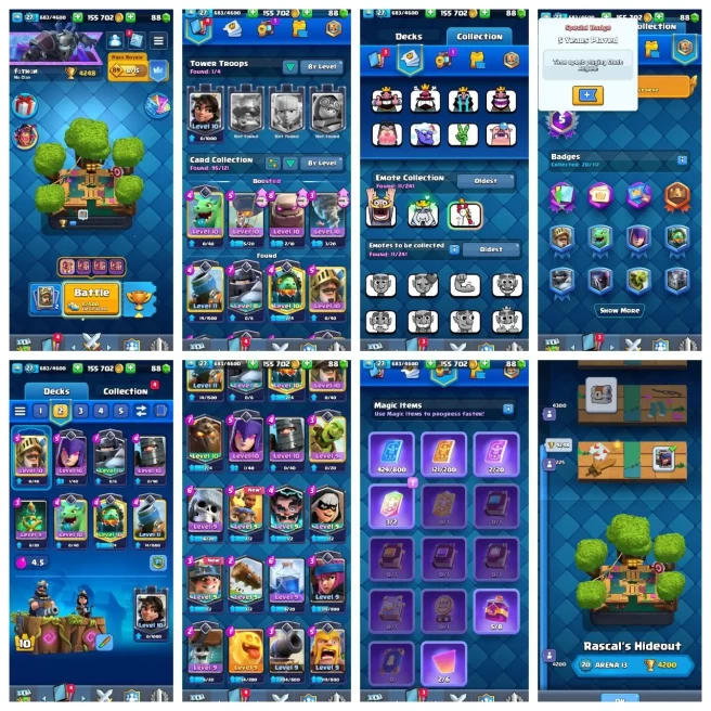 R86【KT 10_LVL 27】CARD FOUND: 95/121▰11 EMOTE▰5 YEAR PLAYED▰ARENA 13▰2 EVO SHARD▰155K GOLD