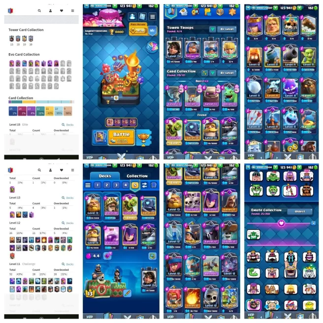 R89【BS,CR,COC,SB】【KT 13_LVL 41】8 EVO CARD▰1 ELITE▰50K ELITE WILD CARD▰4 CARD LVL 13▰5 EVO SHARD▰25 EMOTE▰8K TROPHY▰5 SKIN▰COC: TH8▰BS: 13K CUP