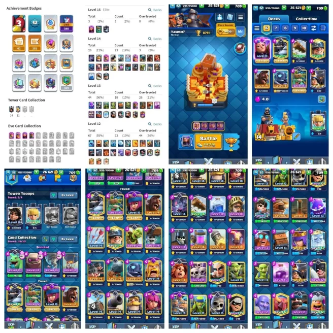 R97【CR+COC】【KT 14_LVL 52】4 EVO▰3 ELITE▰26 CARD MAX▰18 CARD LVL 13▰62 ULTRA RARE EMOTE▰5 SKIN▰8.8K TROPHY▰COC: TH 9 FULL MAX▰HERO: 30,30▰NC FREE