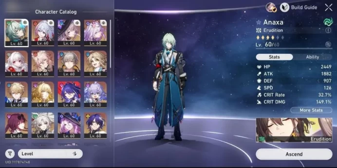 GOD Account - EU - TR 50 - +24 5Stars (Characters&Light Cones) - More Eidolons E6 - +2712 Jade's - More Peties+ [ALL INFO in Description]