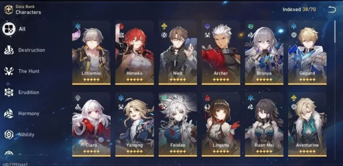Top Account - EU - TR 67 - +22 5Stars (Characters&Light Cones) - More Eidolons E6 - 241/300 Warp - More Peties+ [ALL INFO in Description]