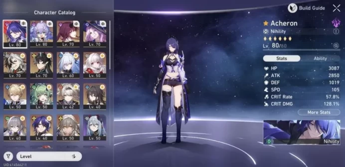 Top Account - America - TR 62 - +17 5Stars (Characters & Light Cone's) - More Eidolons - +18 STallar Jids - 236/300 WARP - More Peties+ - [ALL I