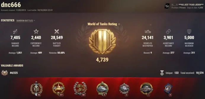 [EU] 19 TIER X | 56 PREMIUM TANK | TOTAL TANKS 104 | PASSWORD CHANGEABLE | 3 402 285 SILVER | VERY GOOD