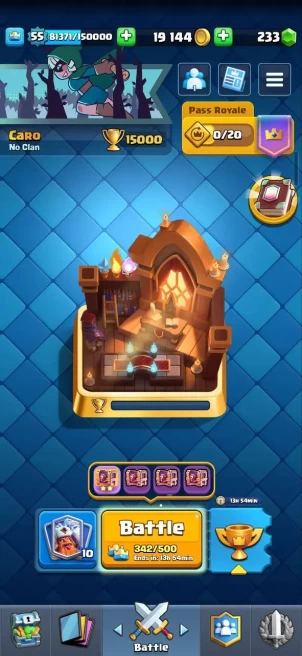 Clash royal (Android/iOS) KT 15 - lvl 55 - Cards121 /121/eliteCard 6/ Max Card 46/evo card8/Emote 158 / skin tower 13 /Fast delivery/Cheap sale