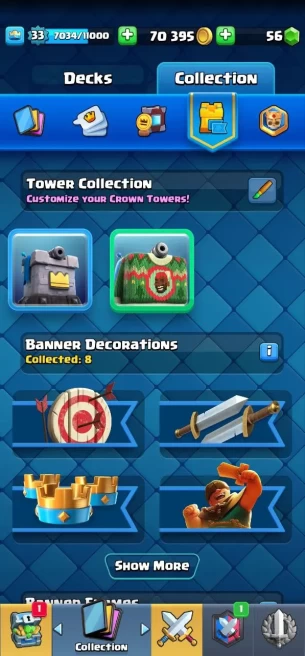 Clashroyall (Android/iOS)  KT 11 -lvl 33 -Cards 101 /120 -  Max Card 2 / Lvl 13 Card 1 / Emote 13 / Tower skin 2 /Fast delivery+tanhal 10 max