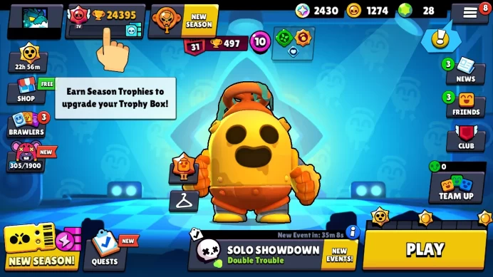 74 BRAWLERS ◆ 24000 TROPHIES ◆ 61 SKINS ◆ RANK 30 [13] ◆ BR54