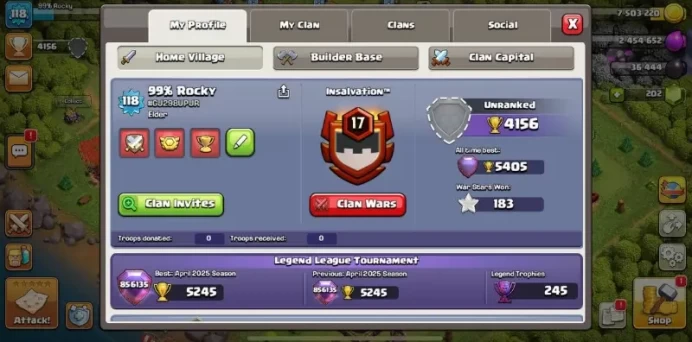 CHEAPEST DEAL TH 17 ACC  HEROES 25_27_40_11_7  118 XP LVL  183 WAR STAR  NC 500  1 OP HEROES SKINS  ATB 5405  INSTANT DELIVERY