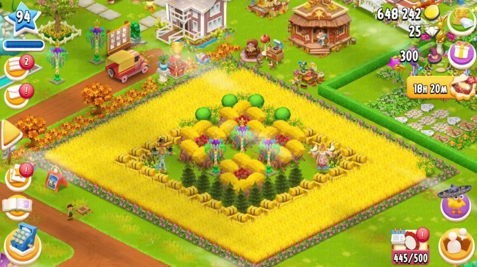 SALE Level 94 barn 2800 silo 2100. Available 500 vouchers.Give 2m coins. Beautifully decorated with ferris wheel - magic tree, level town 20