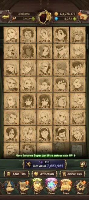 Asia|7M CC|1553 Gems + Collab Solev+TOG+Shadow + 13UR + 11LR(EliMeli 6/6,MerlinEscanor,SJW,Beru,Shadow)|Huge Resource|(SDS2232)